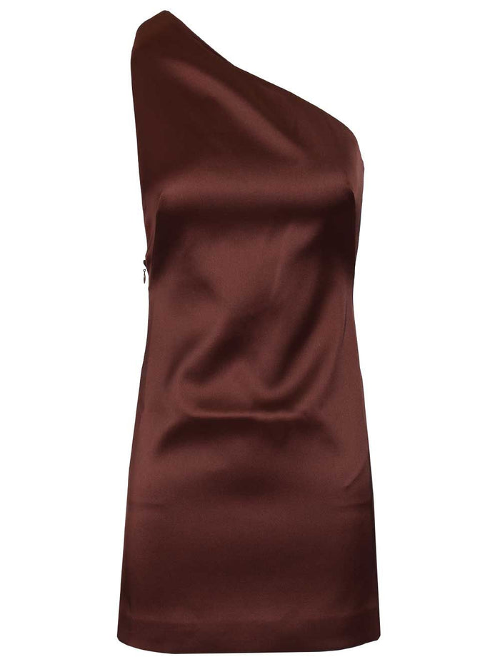 BROWN SATIN MINI DRESS Mainpes Liningpes