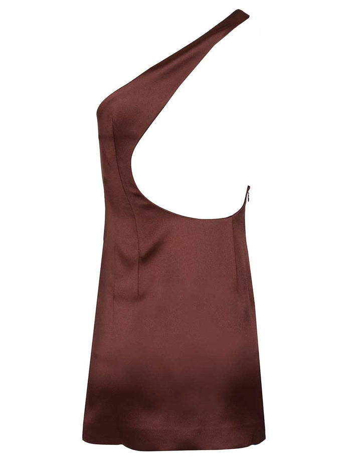 BROWN SATIN MINI DRESS Mainpes Liningpes