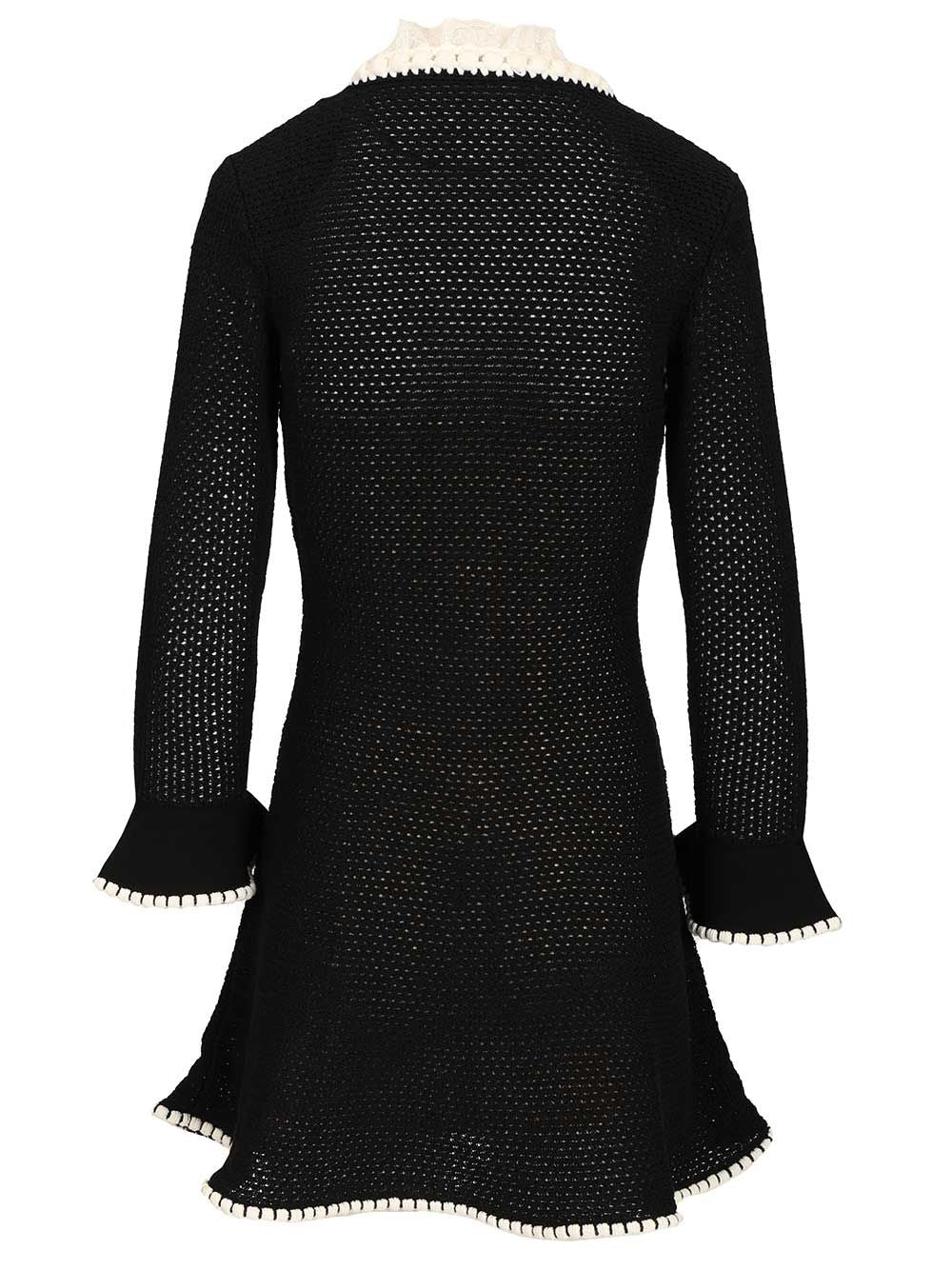 BLACK LACE TRIM KNIT MINI DRESS Mainco Linen Paliningvi Pa
