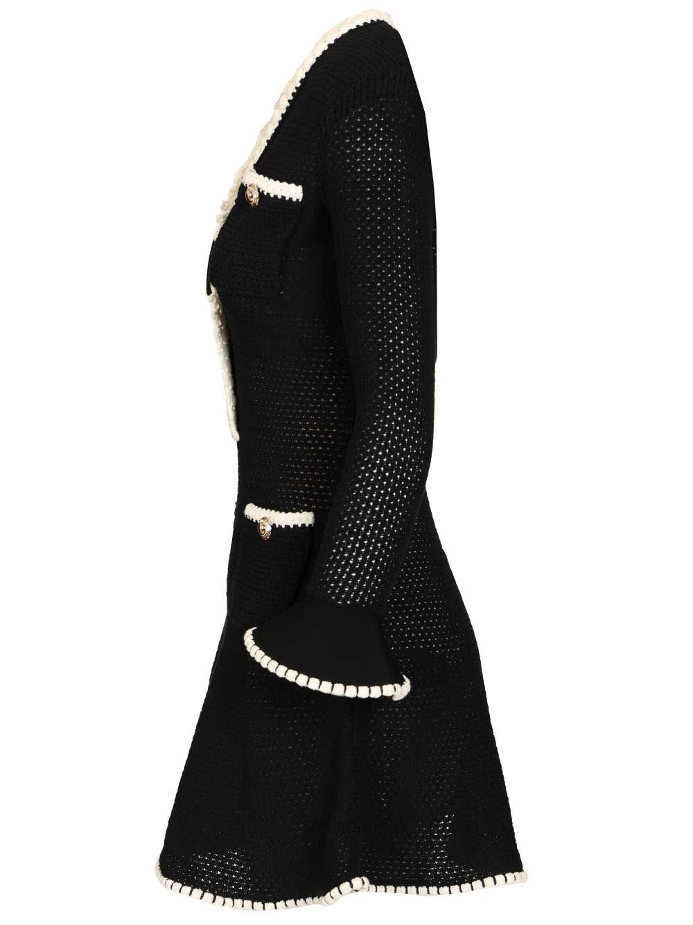 BLACK LACE TRIM KNIT MINI DRESS Mainco Linen Paliningvi Pa