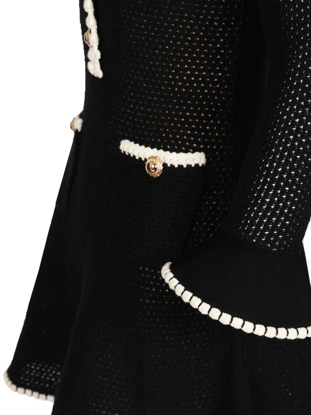 BLACK LACE TRIM KNIT MINI DRESS Mainco Linen Paliningvi Pa