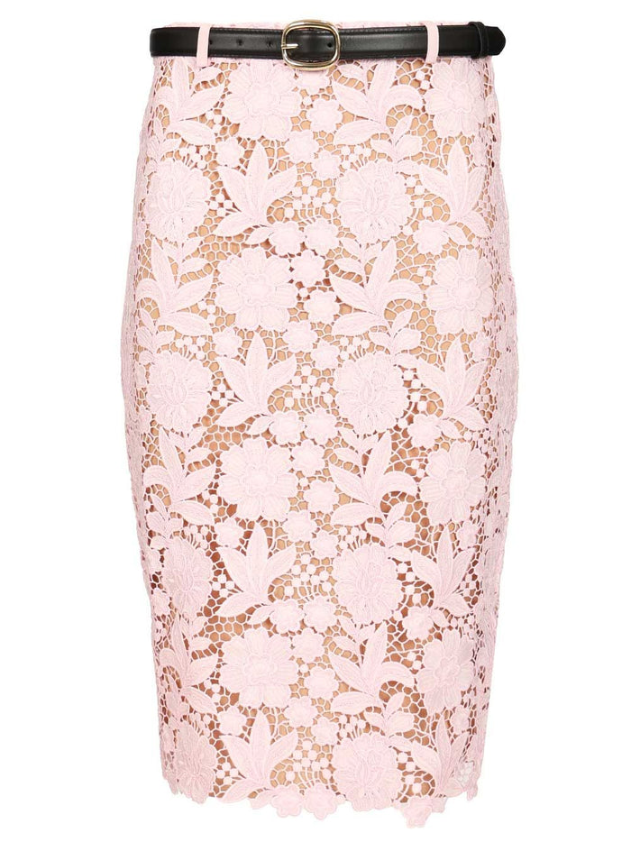 PINK LACE MIDI SKIRT Rose