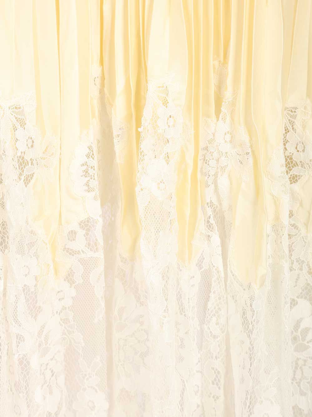 YELLOW SATIN LACE MIDI SKIRT