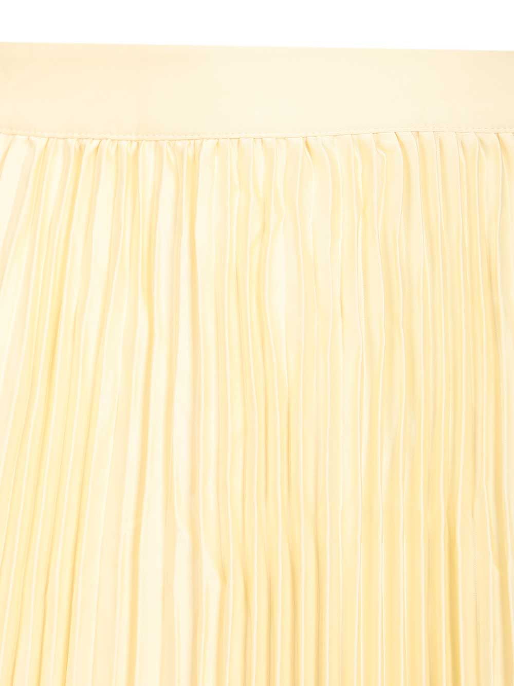 YELLOW SATIN LACE MIDI SKIRT