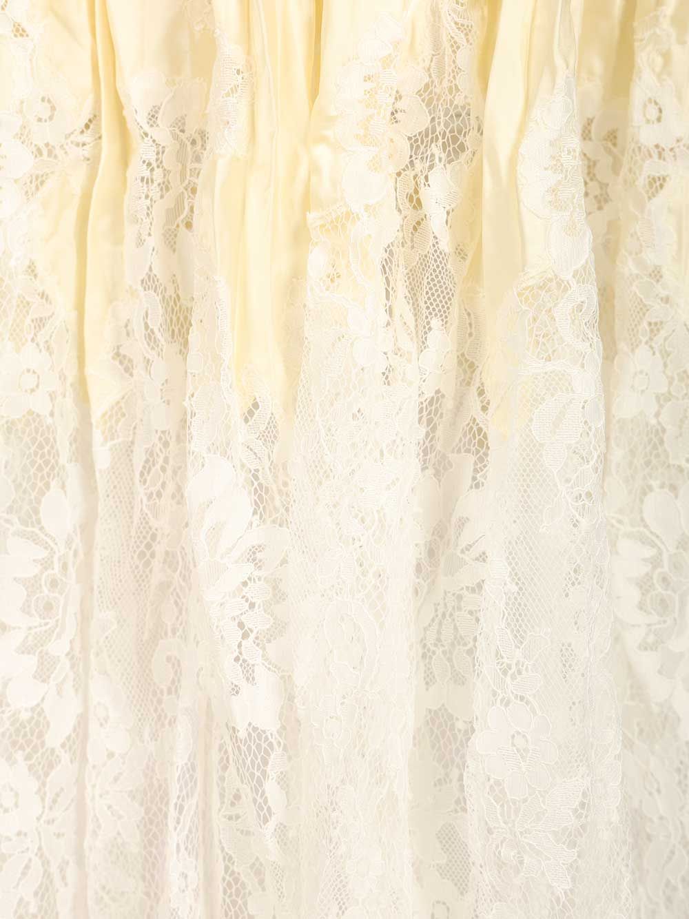 YELLOW SATIN LACE MIDI SKIRT