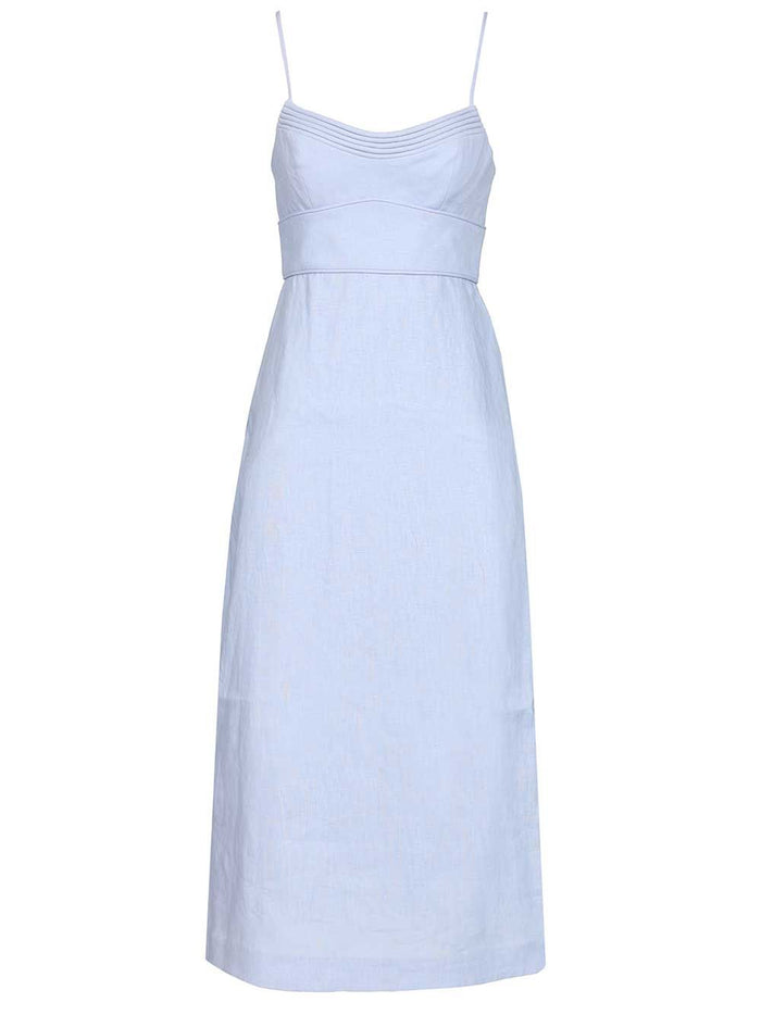Luna Midi Dress Light Blue Linen