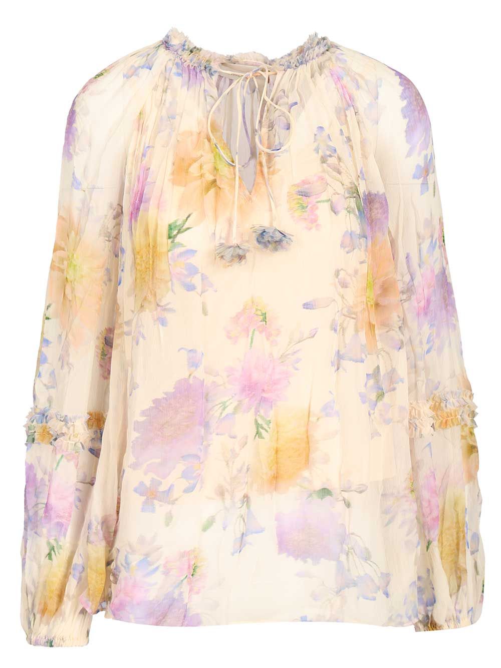 Luna Ruffle Billow Blouse Multicolor Viscose Shirt