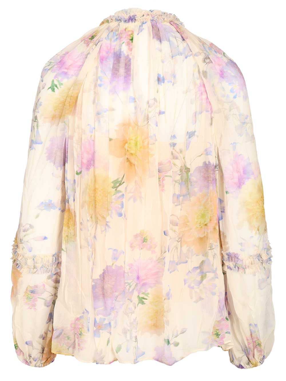 Luna Ruffle Billow Blouse Multicolor Viscose Shirt
