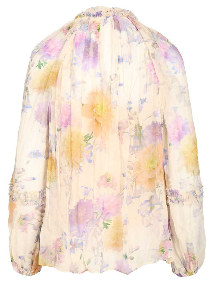 Luna Ruffle Billow Blouse Multicolor Viscose Shirt