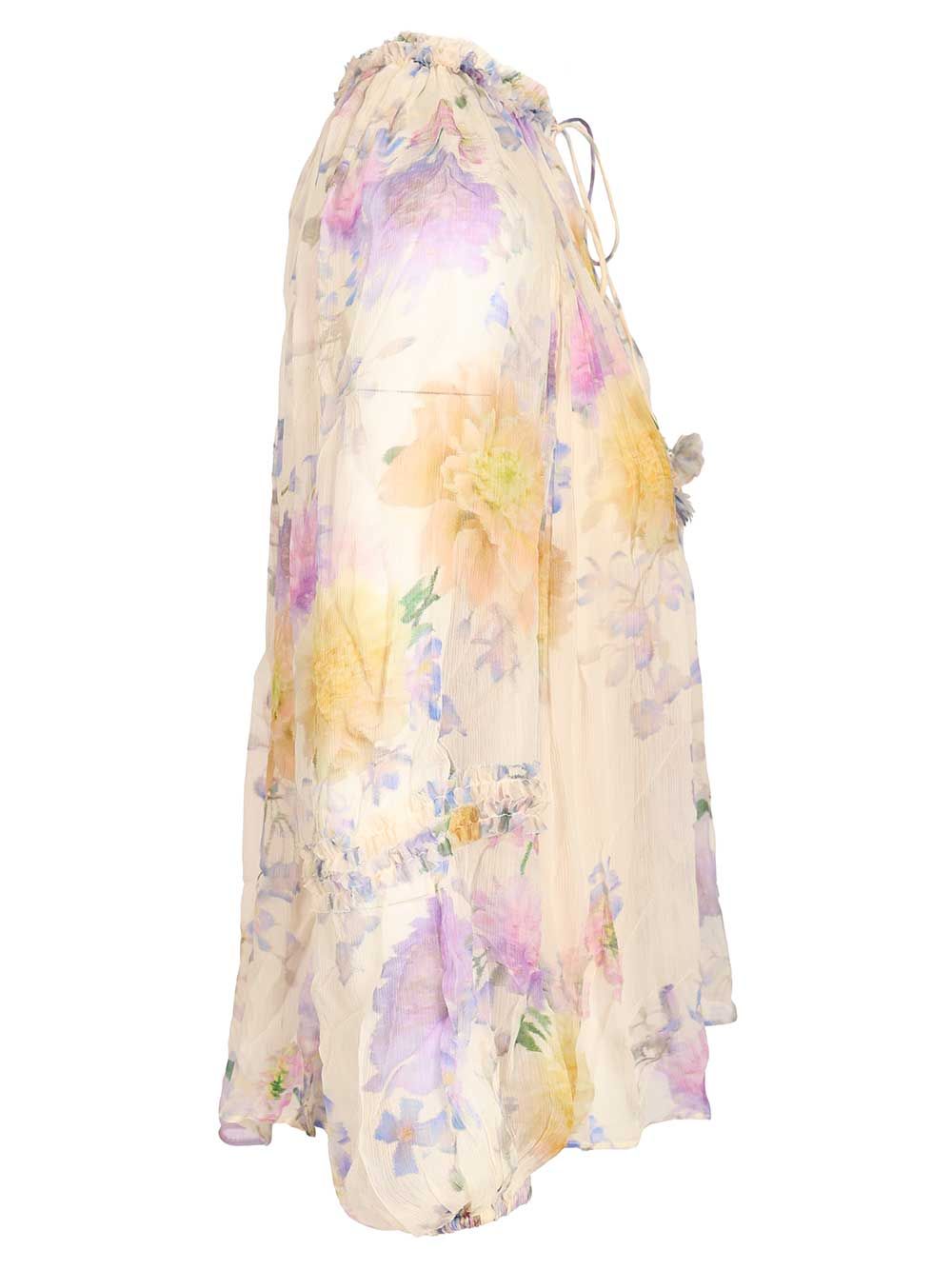 Luna Ruffle Billow Blouse Multicolor Viscose Shirt