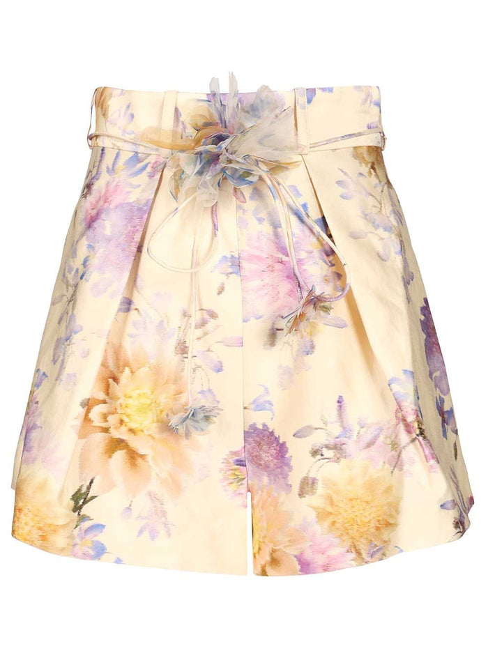 Luna Tuck Short Multicolor Silk Cotton Trousers