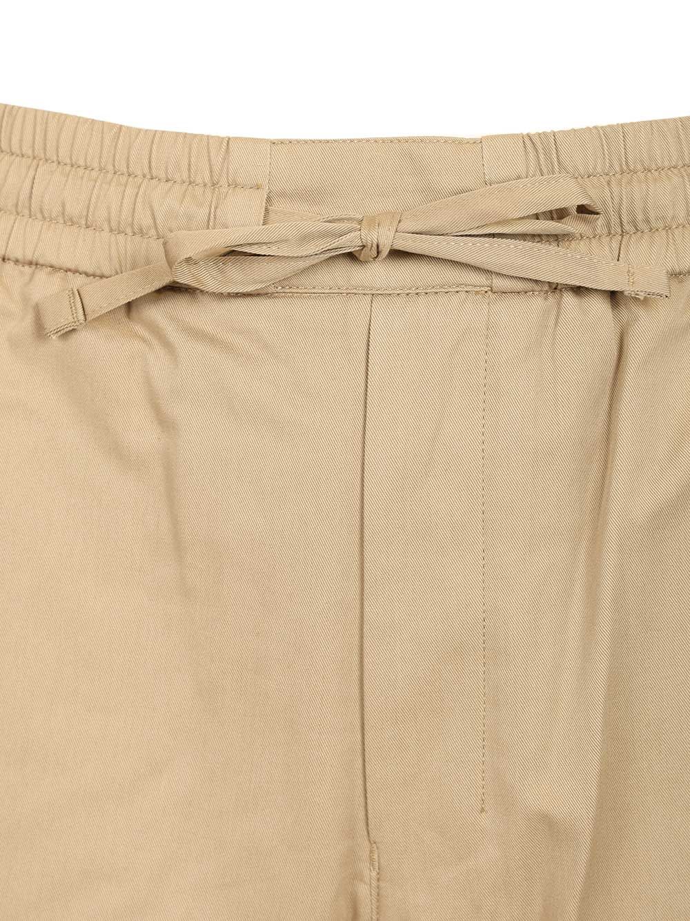 Trousers With Elasticated Waist Beige Cotton