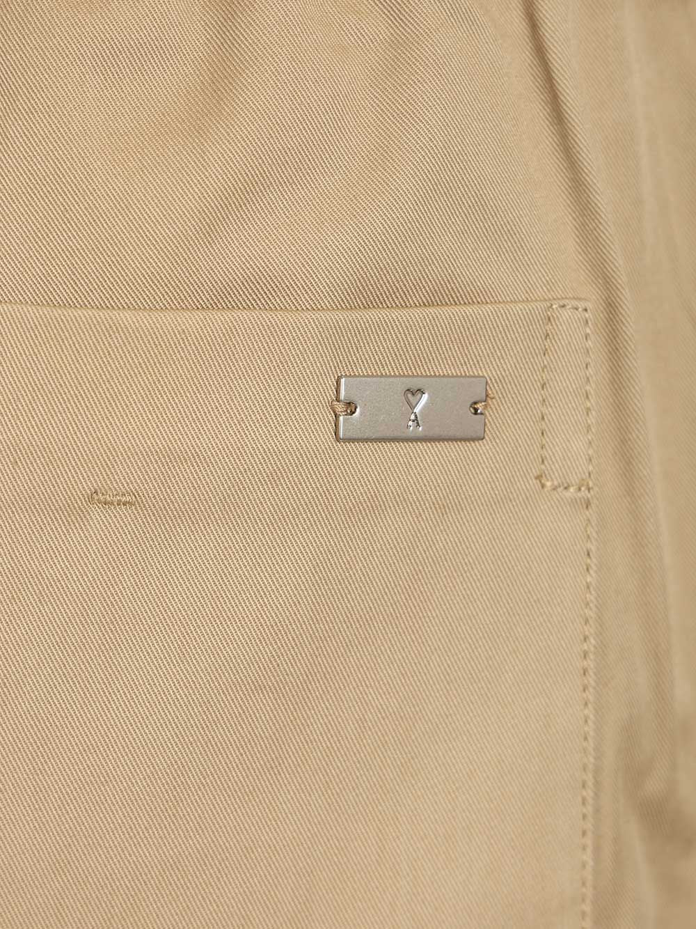 Trousers With Elasticated Waist Beige Cotton