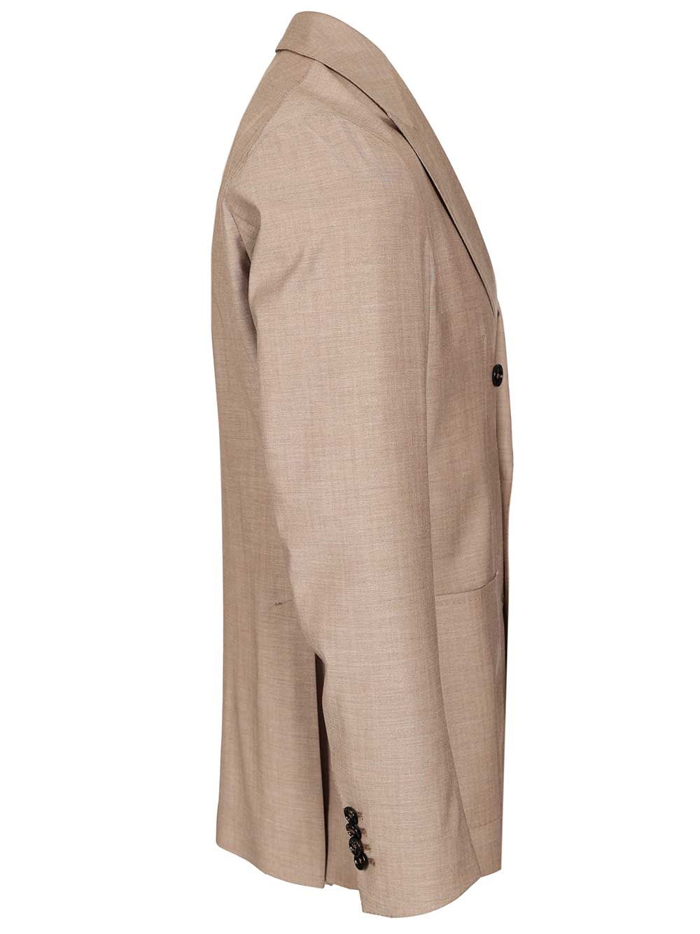 Montecarlo Double-Breasted Suit Beige Wool Viscose Elastane Dress