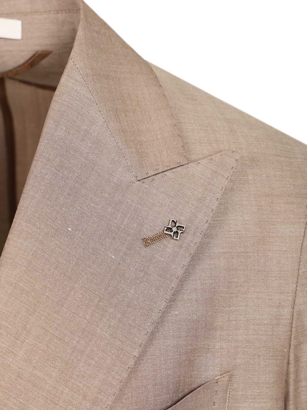 Montecarlo Double-Breasted Suit Beige Wool Viscose Elastane Dress