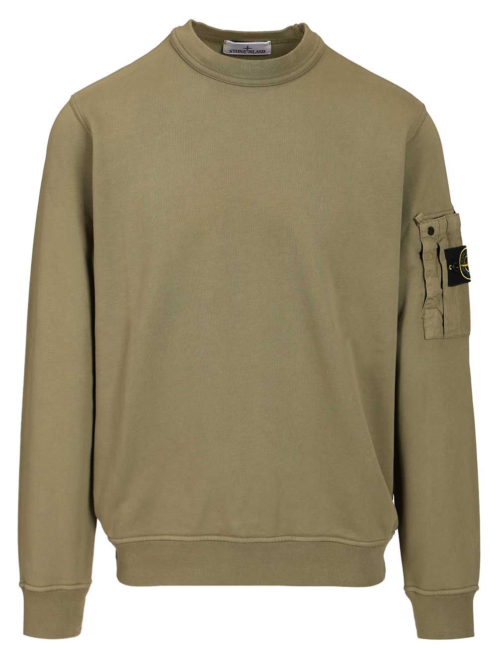 Crewneck Sweatshirt Green Cotton Sweatshirts