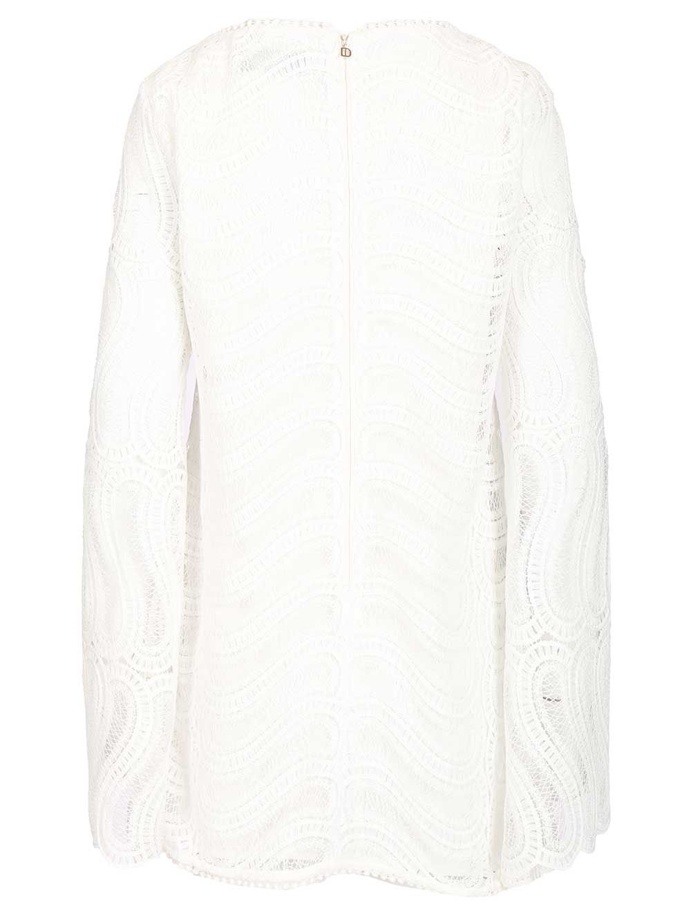 Maty Wavy Macramé Short Dress White