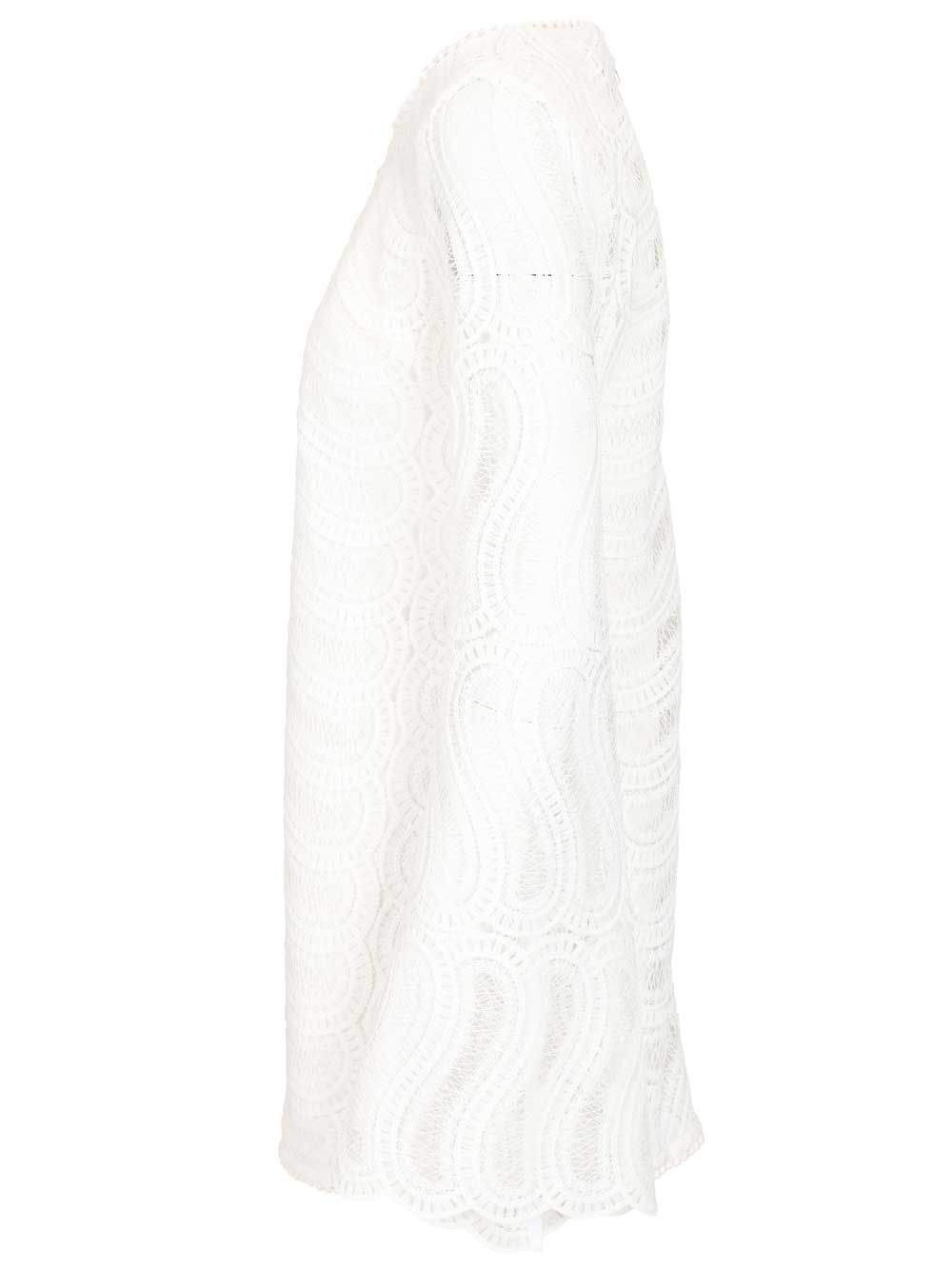 Maty Wavy Macramé Short Dress White