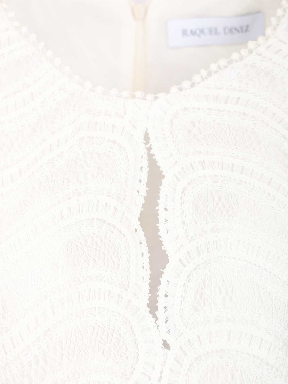 Maty Wavy Macramé Short Dress White