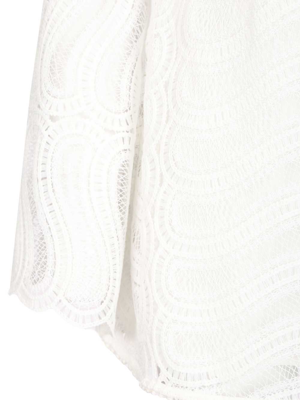 Maty Wavy Macramé Short Dress White