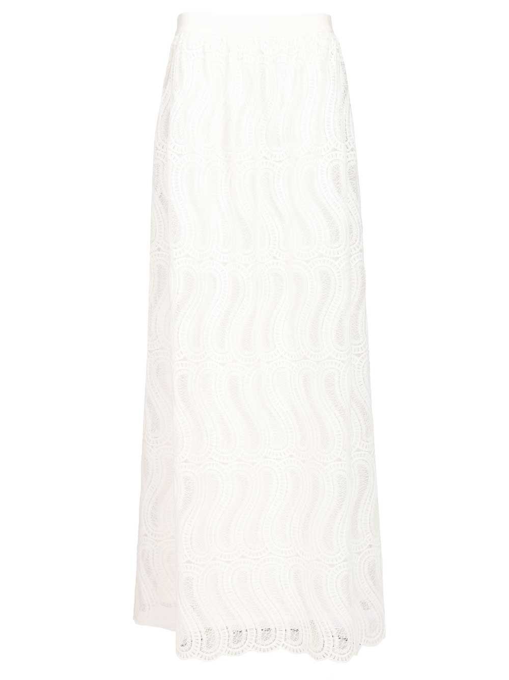 Sabi Wavy Macramé Skirt White