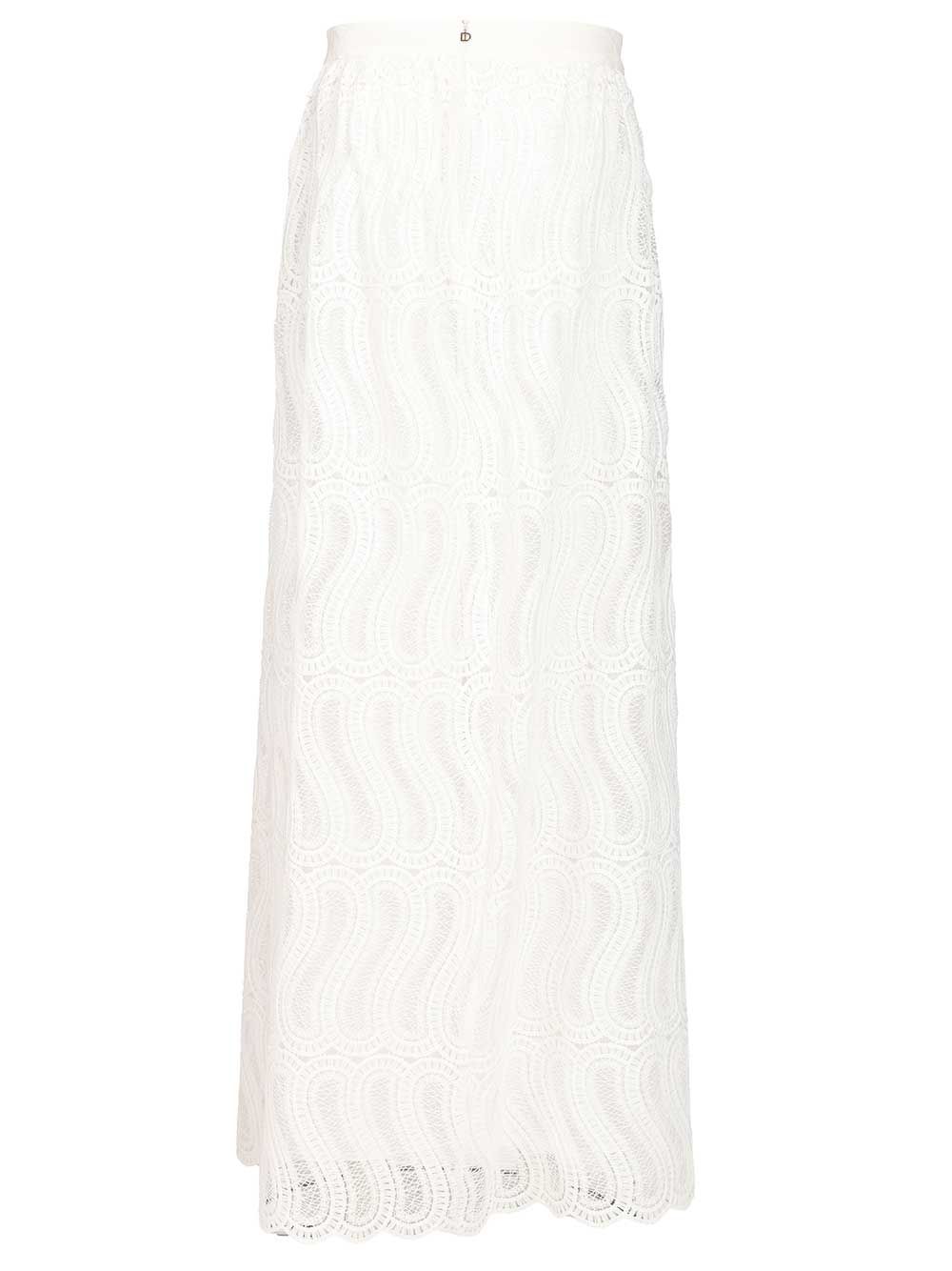 Sabi Wavy Macramé Skirt White