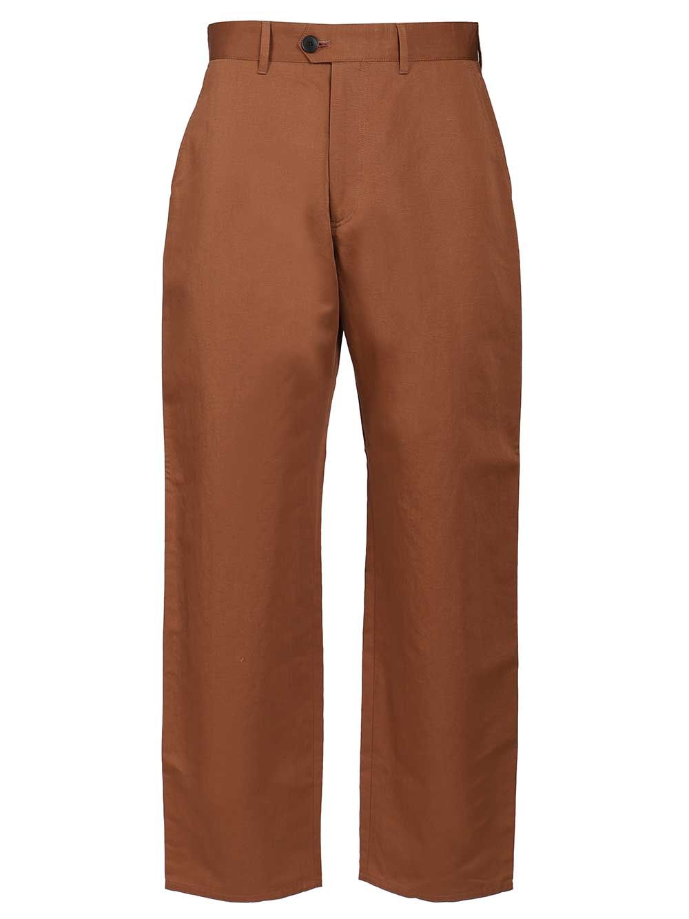 Cotton And Linen Trousers Brown