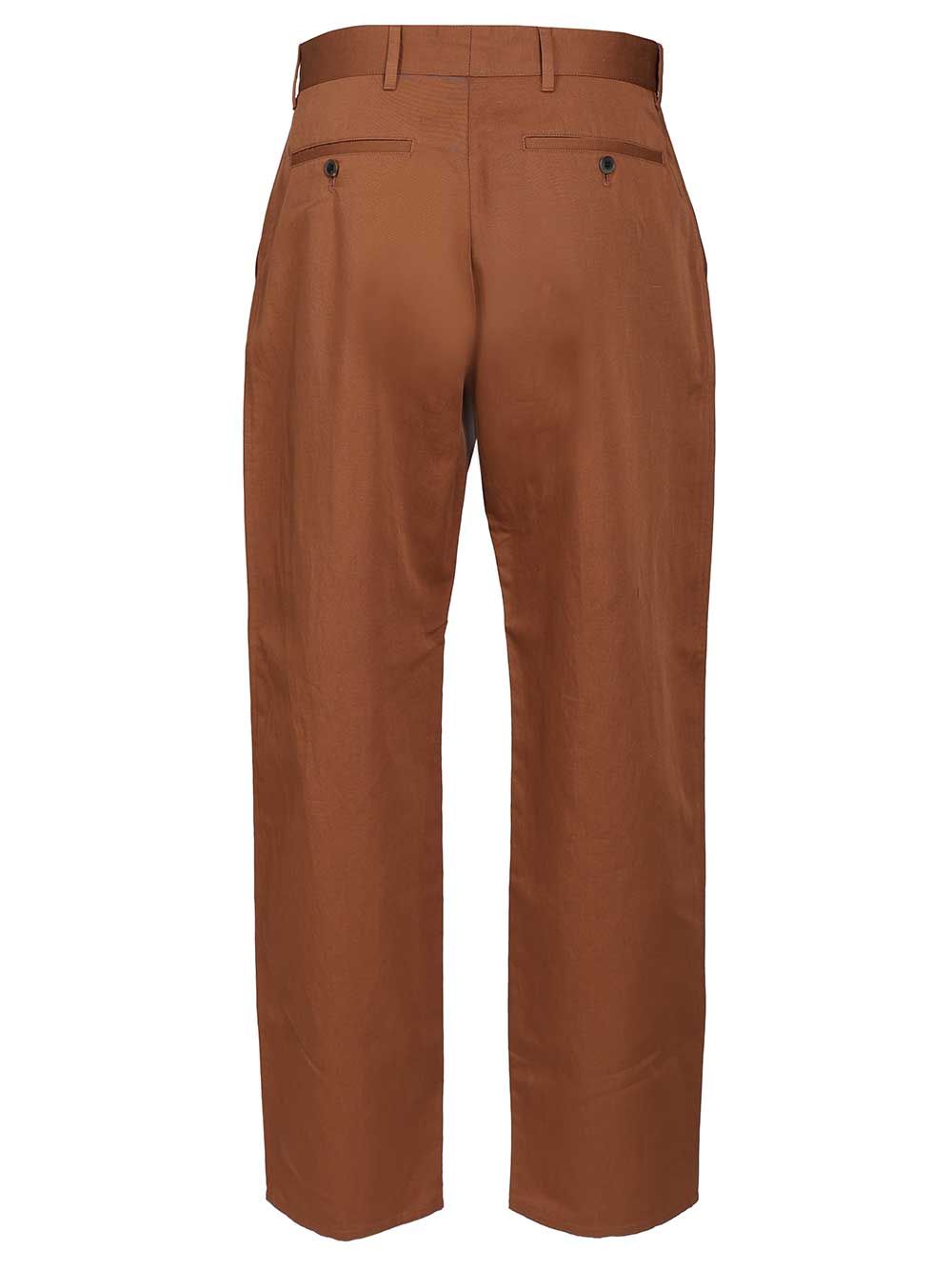 Cotton And Linen Trousers Brown
