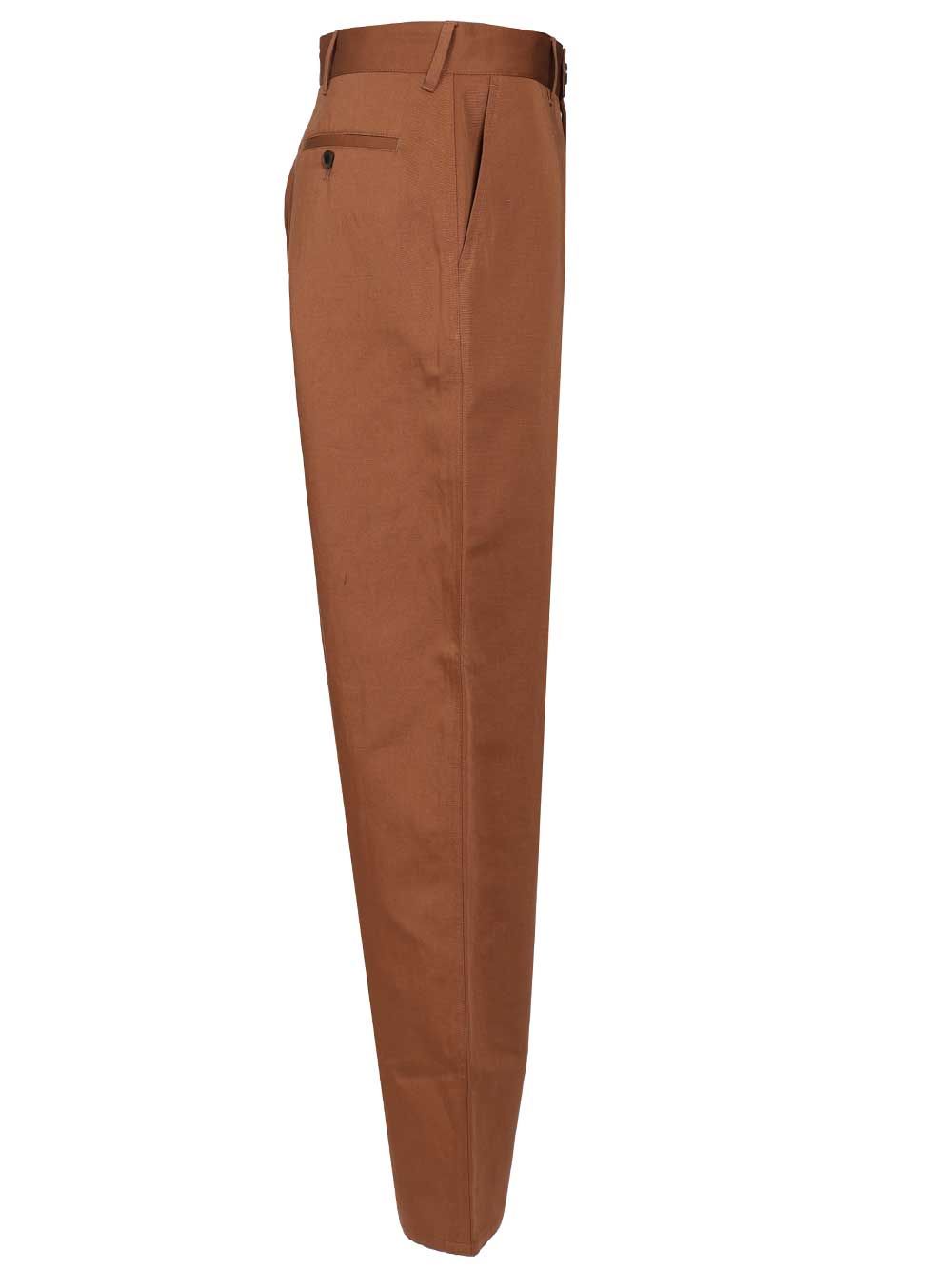 Cotton And Linen Trousers Brown