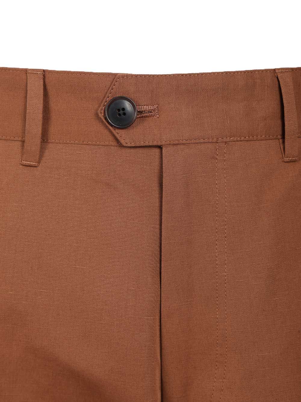 Cotton And Linen Trousers Brown