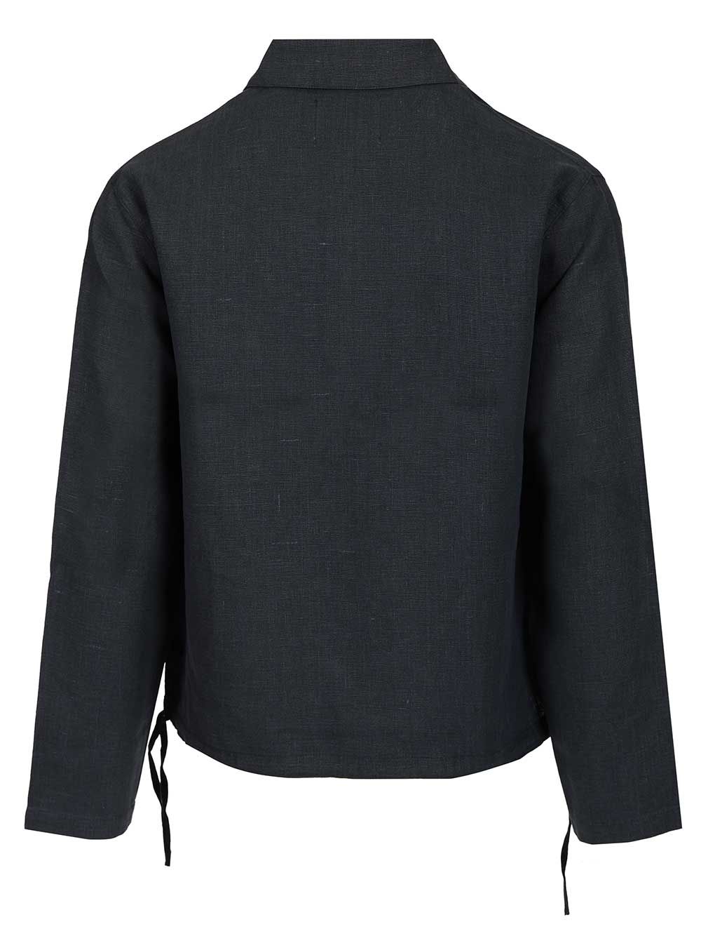 Linen Quarter Zip Pullover Blue Shirt