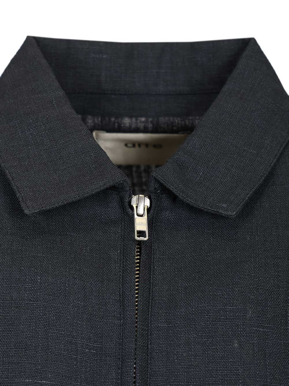 Linen Quarter Zip Pullover Blue Shirt