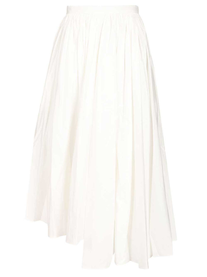 Poplin Midi Skirt. White Cotton