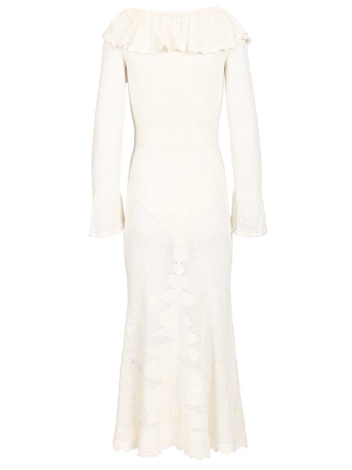 White Midi Dress Cotton Polyamide