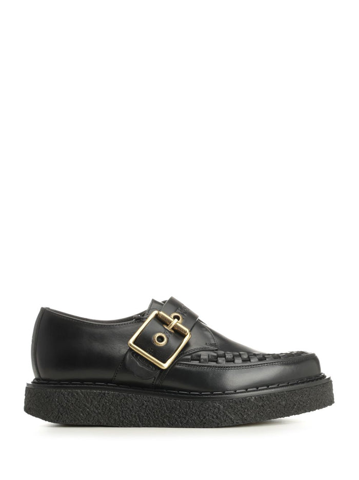 Point Toe Monk Shoes Black Cow Scarpe Basse