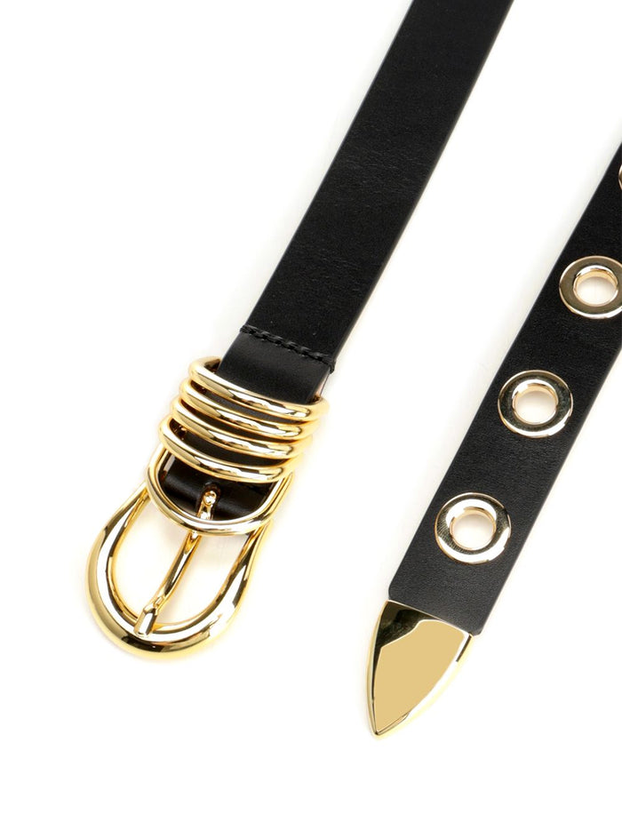 Rivet Belt Black Calf Leather