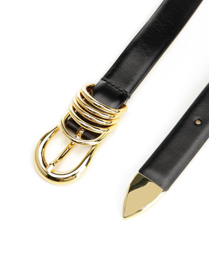 Hollyhock Belt Black Calfskin Leather
