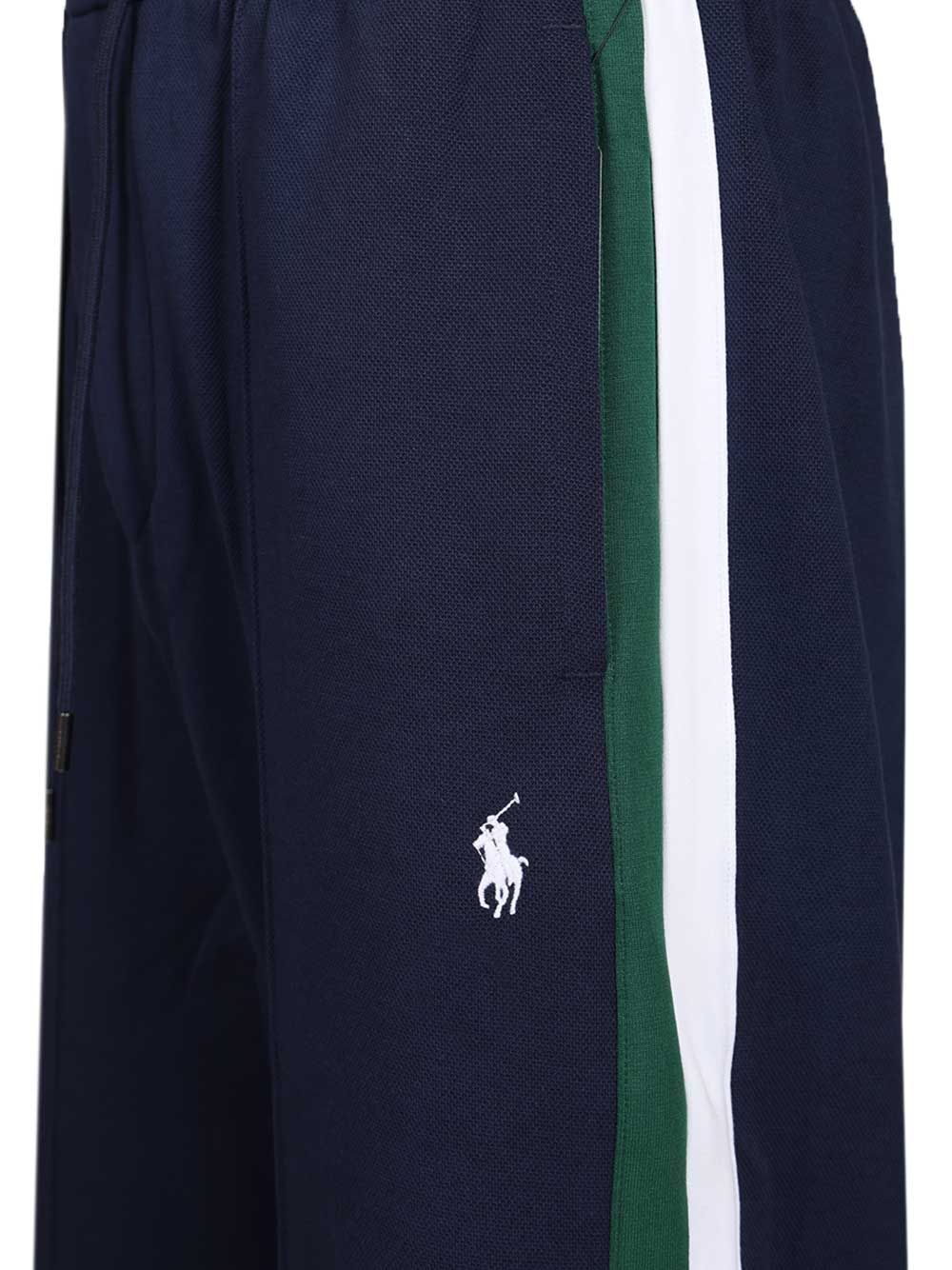 Drawstring Sweatpants Blue Cotton Polyester Trousers