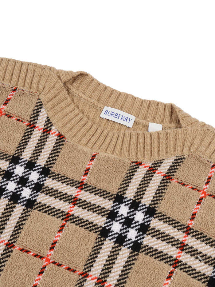 Kid Boy Knits Beige Wool Crewneck