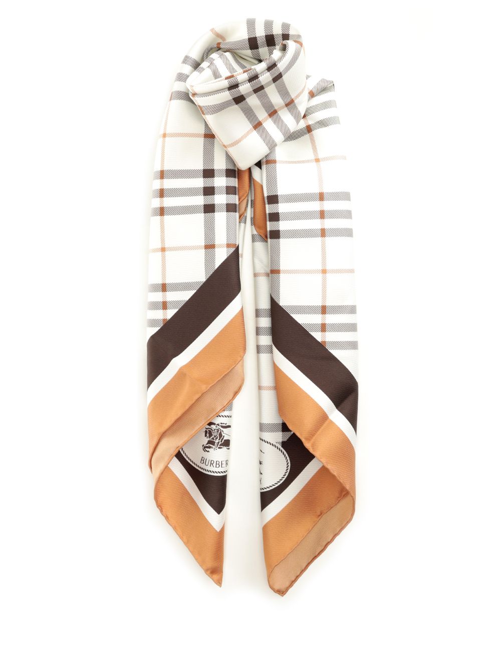 Ss Med Ch Sk Border Sq Beige Mulberry Silk Scarves And Foulards