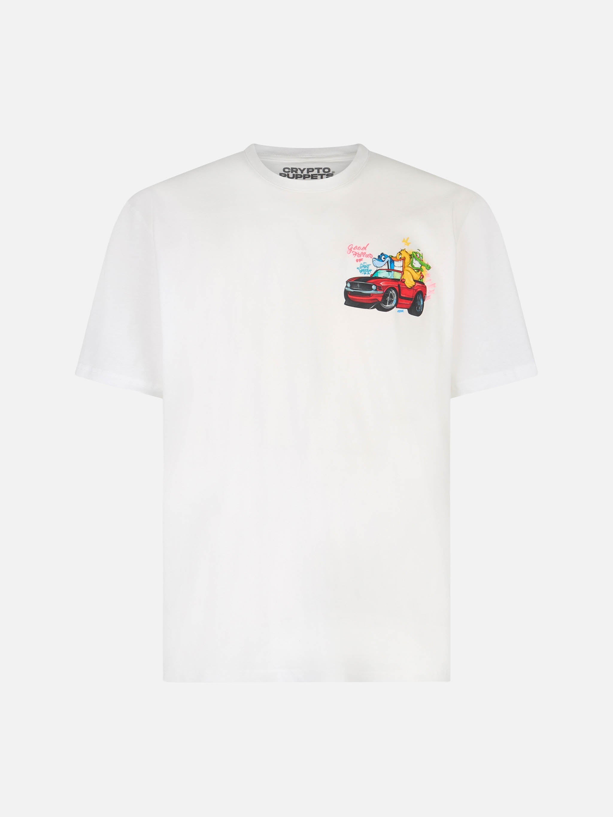 Boy Cotton T-Shirt With Cryptopuppets Crew Print | Special Edition White