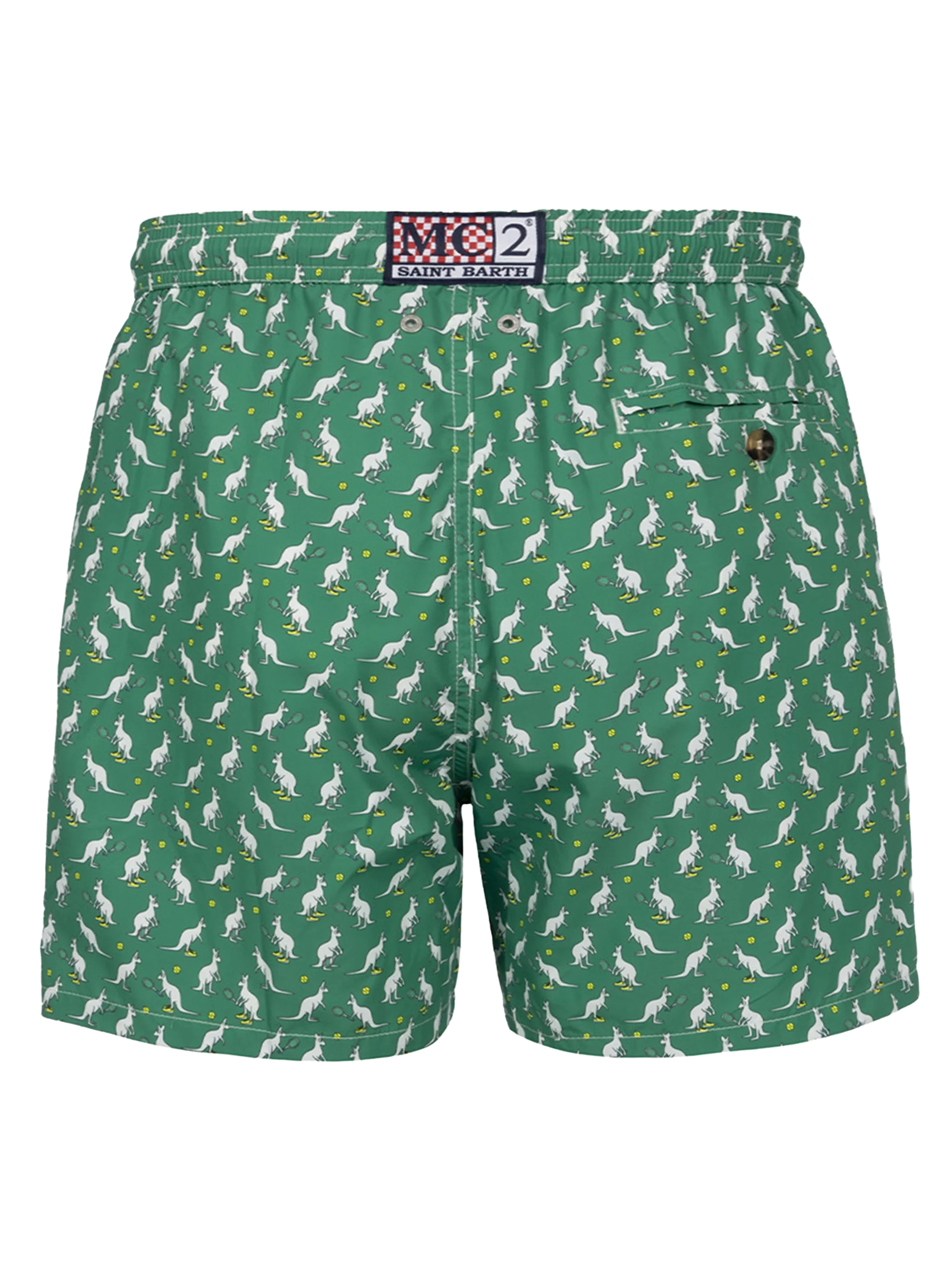 Man Lightweight Fabric Swim-Shorts Lighting Micro Fantasy With Australian Brand Logo Print | Special Edition Green Swimshort