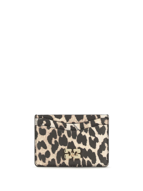 Ganni 52% recycled polyester; 48% polyurethane card case in beige