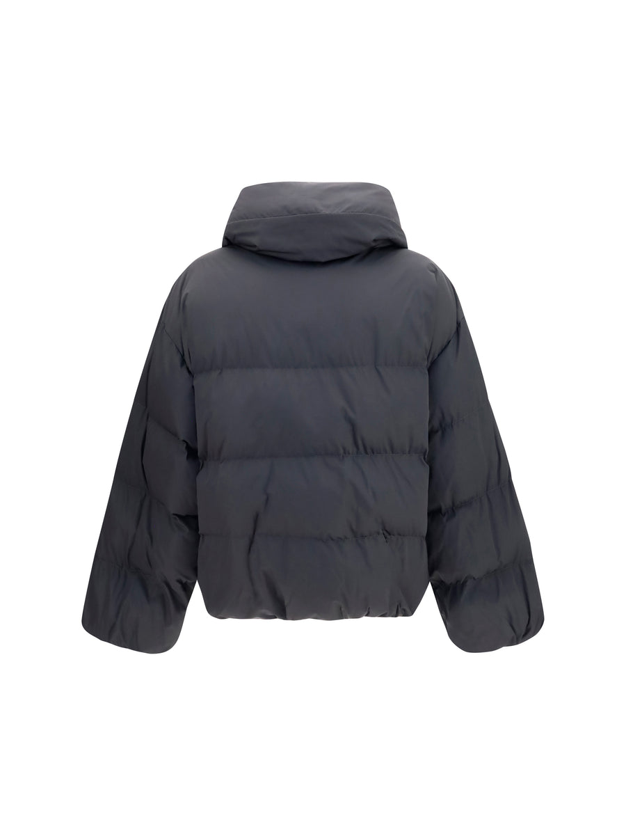 Jacket Padded High-Neck Black Viscose Coat
