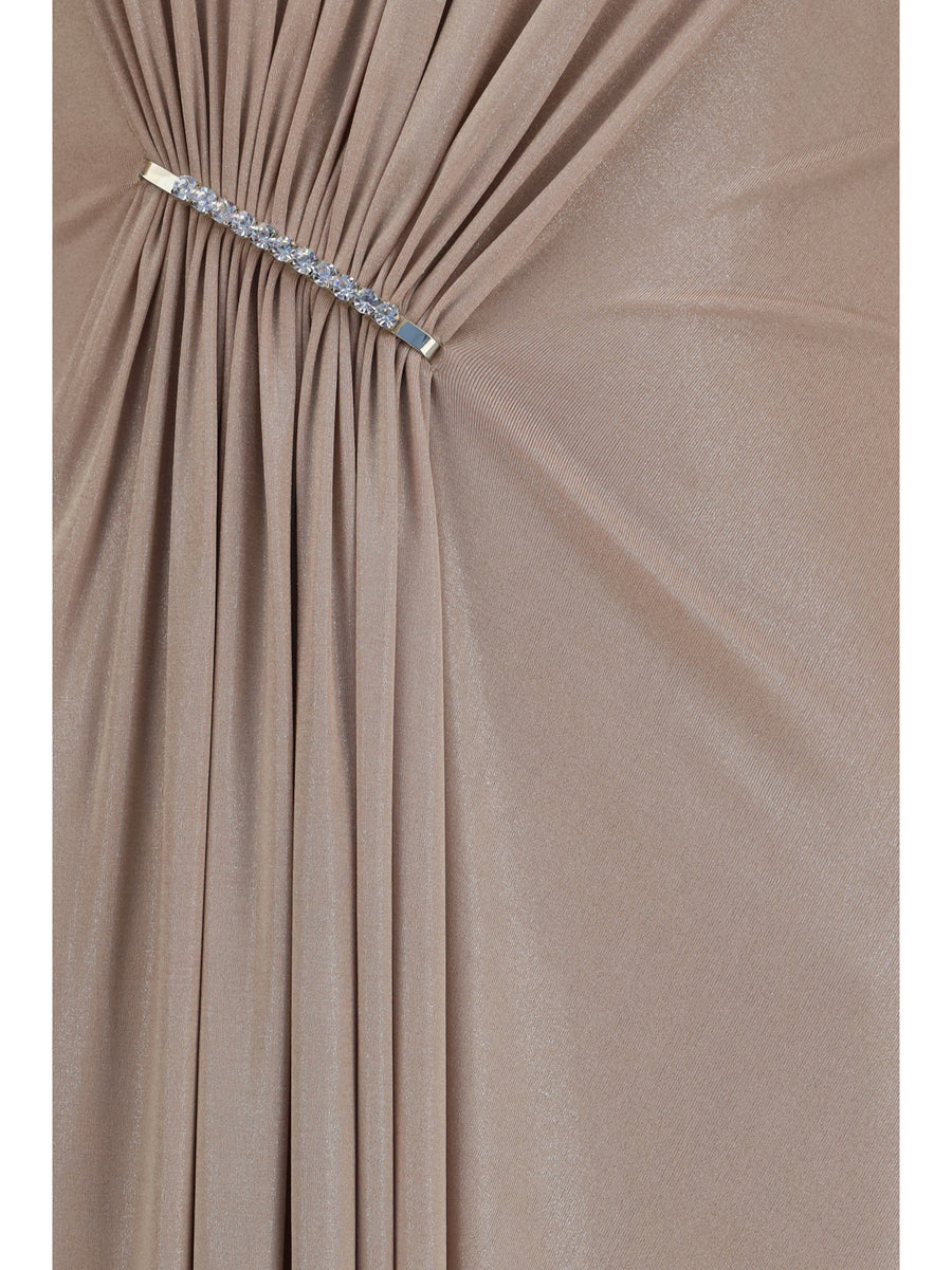Long Chiffon Dress Nude Polyester