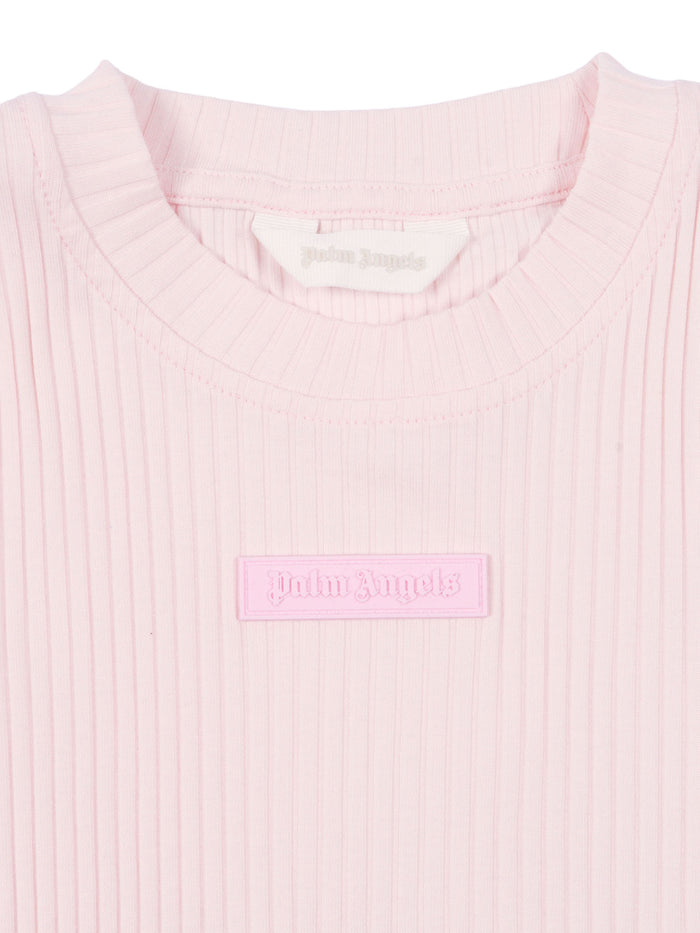 Logo Rib Baby Tee S-S Girl Pink Cotton Elastane Short Sleeves T-shirt