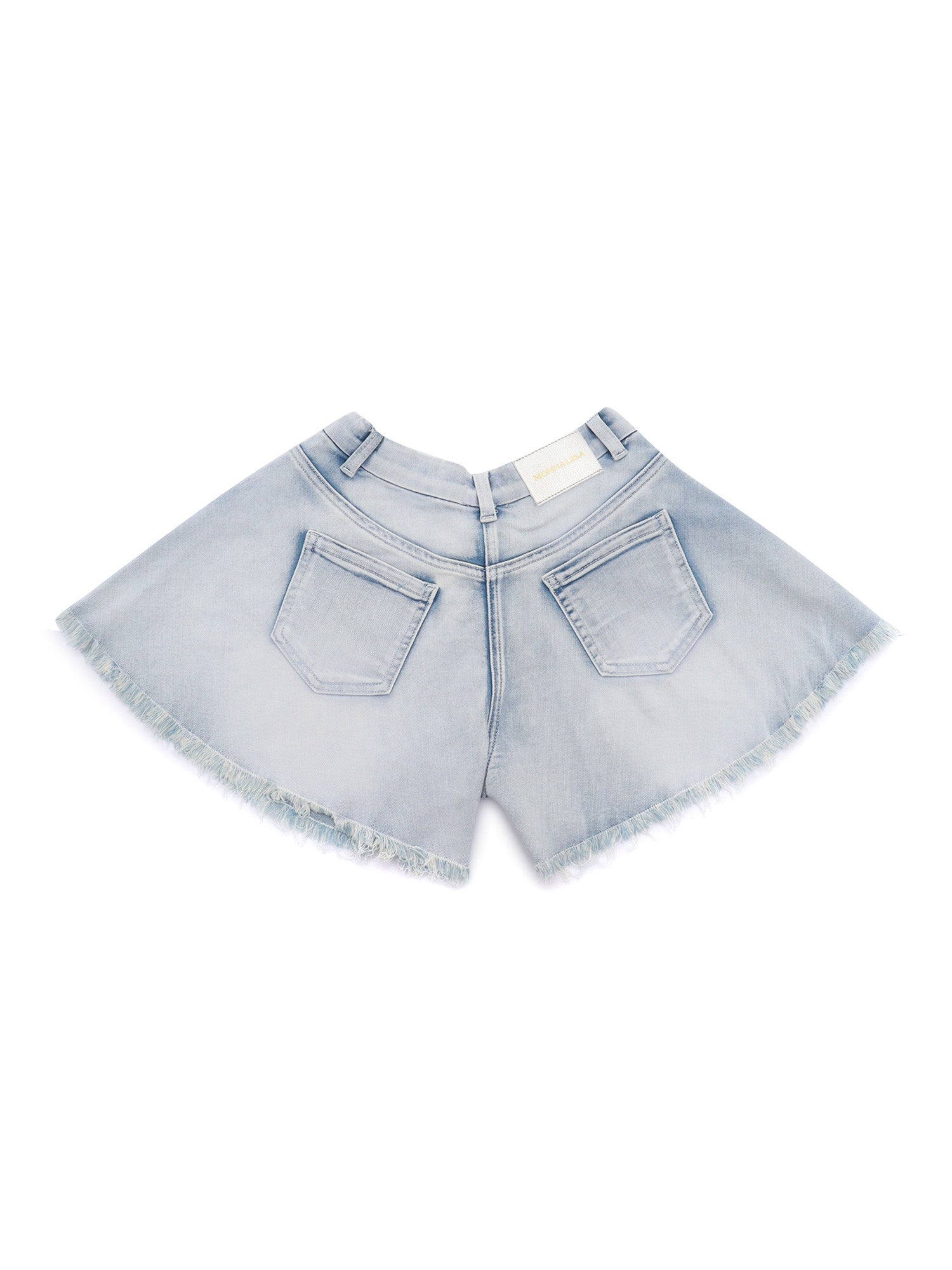 DENIM SHORTS WITH RHINESTONES Grey Cotton Polyester Elastan
