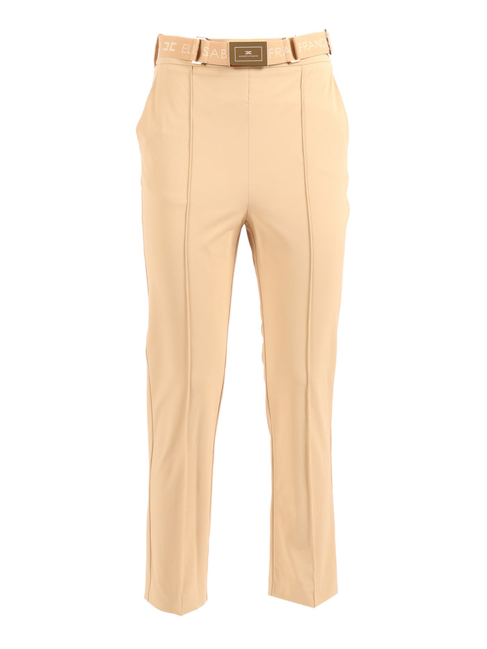 TROUSERS WITH BELT Beige Polyamide Elastane Pant