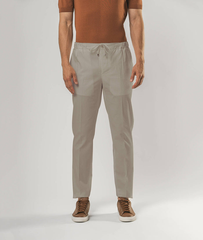 Cotton Seersucker Trousers Charleston Midnightblue Sportswear