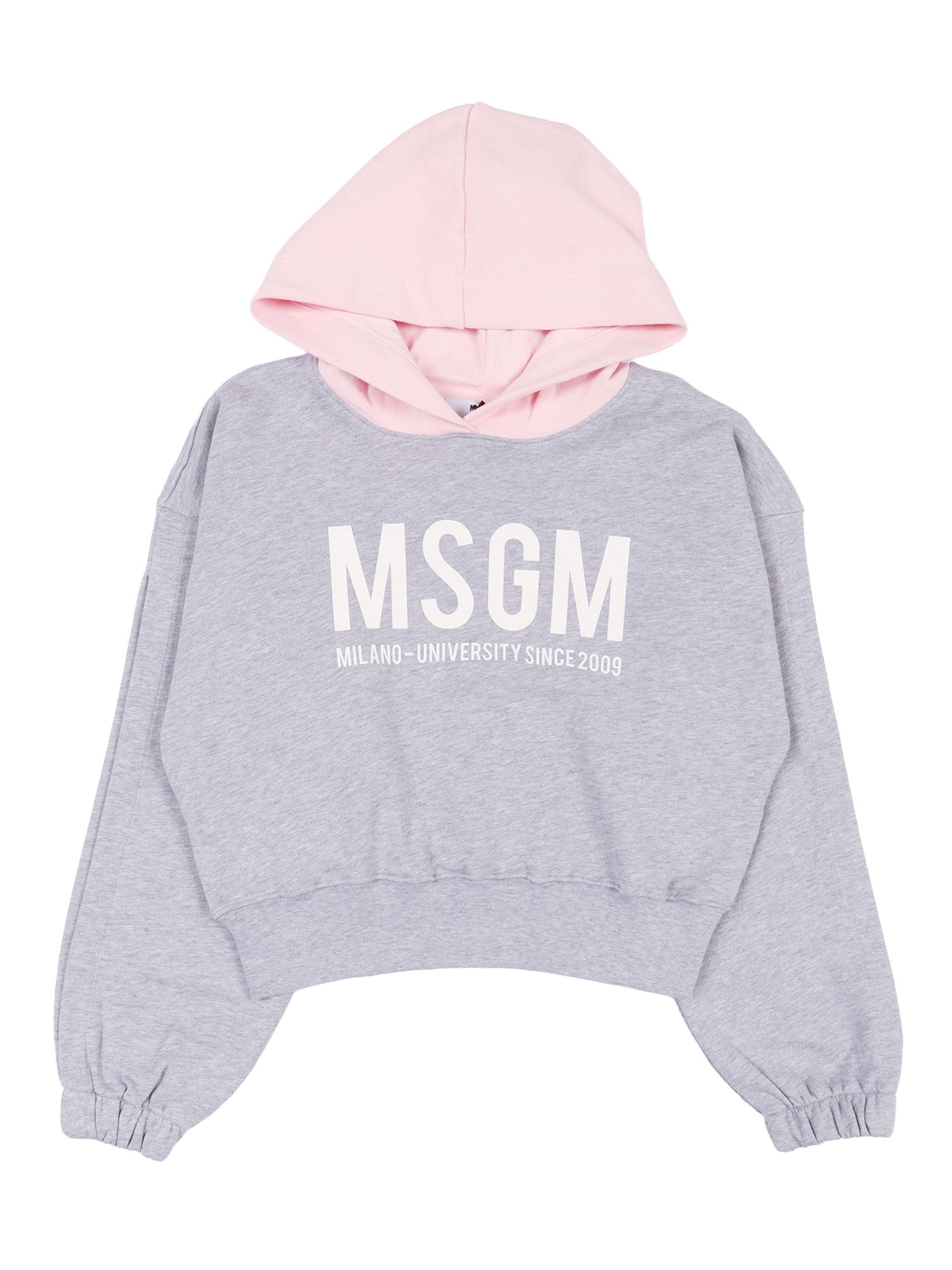 CROPPED HOODIE GIRL Grey Cotton Sweatshirt
